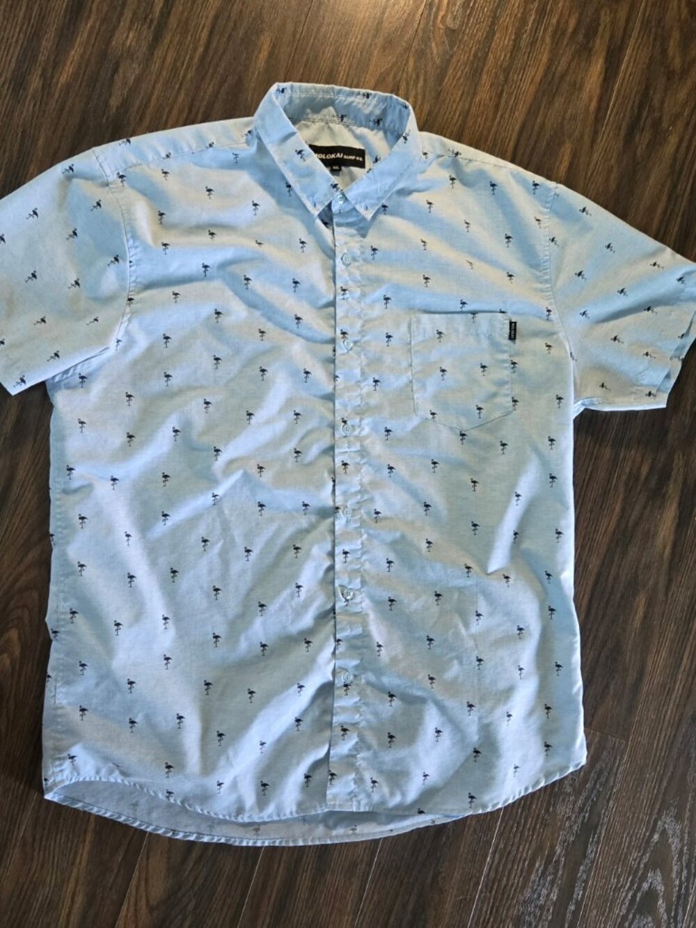 MOLOKAI Surf Co. Men's Cotton/Poly Flamingo Print Shirt SIZE XXL